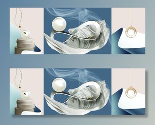 抽象立体几何三联装饰画图片