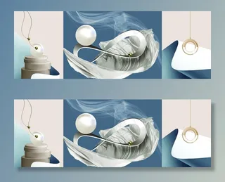 抽象立体几何三联装饰画图片