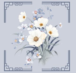 数码印花水彩花抽象花卉水彩花图片