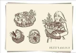 抱菜篮子的女子图片