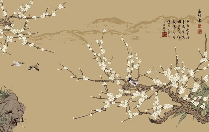 古典梅花中式背景墙图片