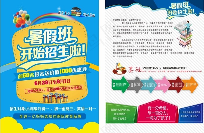 招生宣传单图片cdr矢量模版下载