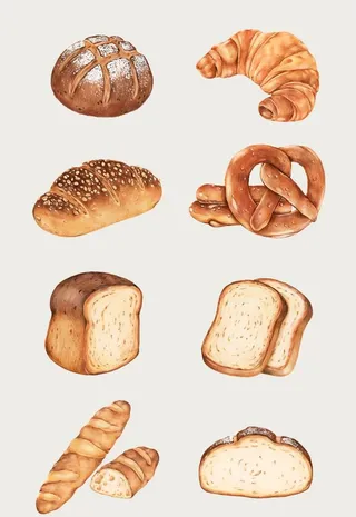 手绘面包烘培插画图片