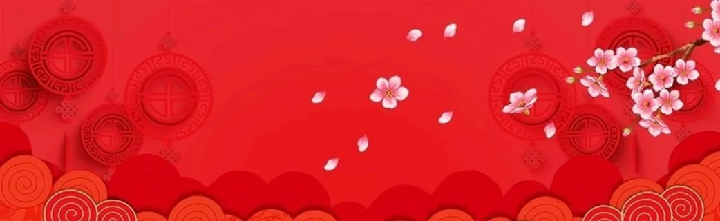 梅花猪年祥云红色背景图片