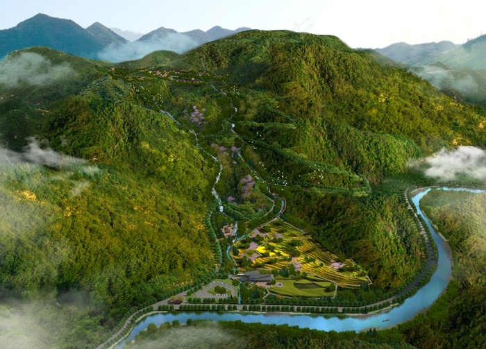 山间鸟瞰图图片