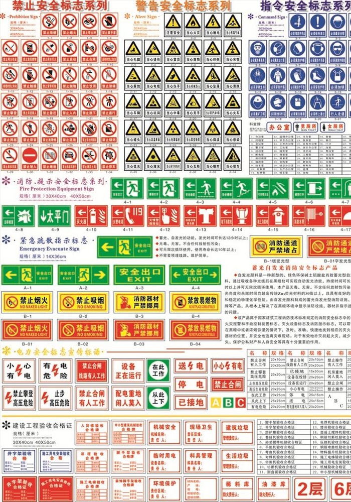 工地警示牌 安全出口 禁止标志图片cdr矢量模版下载