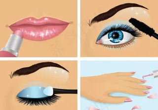 女性化妆瞬间局部矢量素材图片