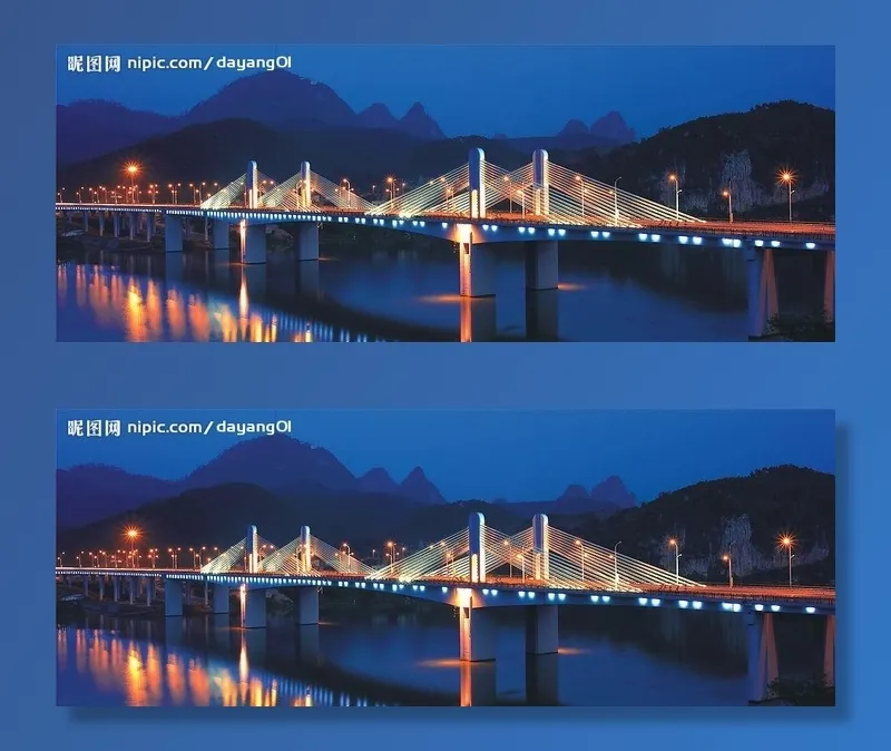 广西柳州市三门江大桥夜景图片