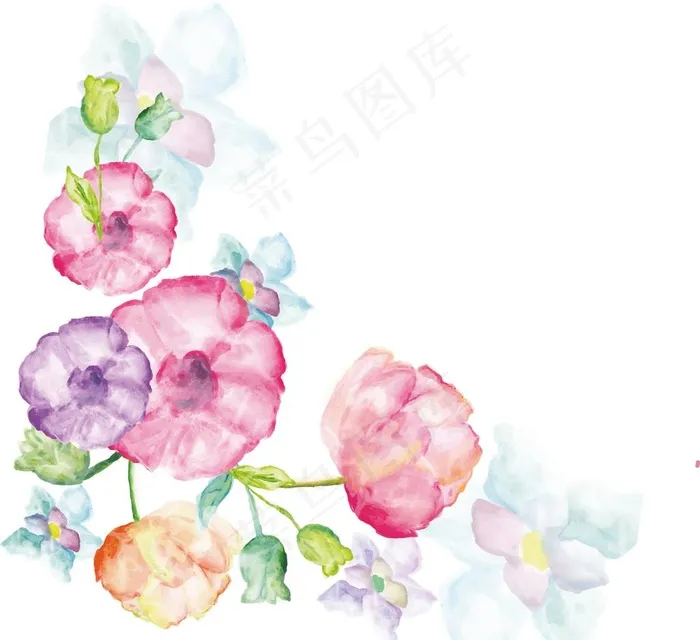 水彩花图片psd模版下载