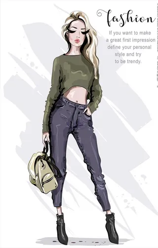 手绘时尚女子图片
