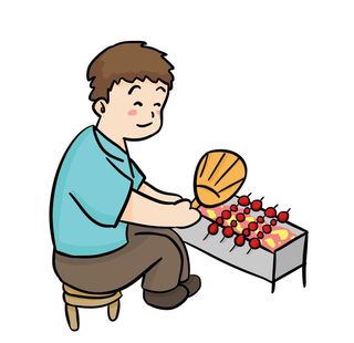 烧烤 烤串卡通插画图片