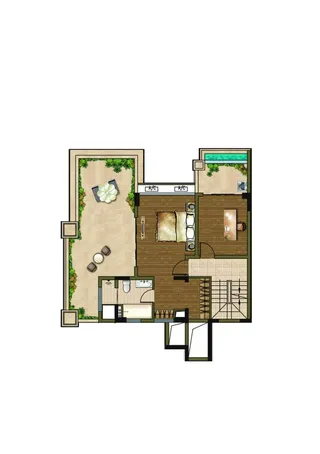 c1二层户型渲染图片