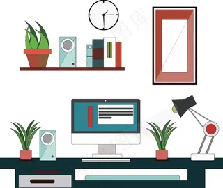 办公桌矢量图图片