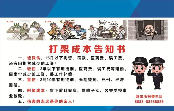 打架成本告知图片cdr矢量模版下载