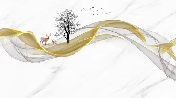 线条麋鹿背景墙图片