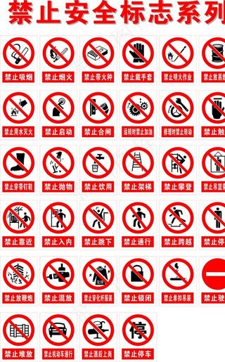 禁止安全指示牌标志指令图片