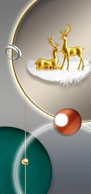 麋鹿几何装饰画玄关图片