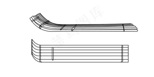 竹排线稿图片