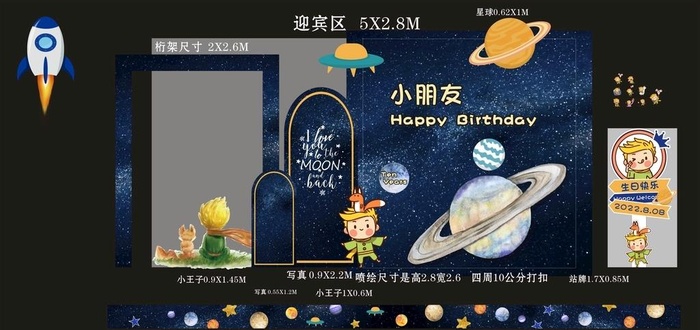星空背景宝宝宴背景 生日宴图片