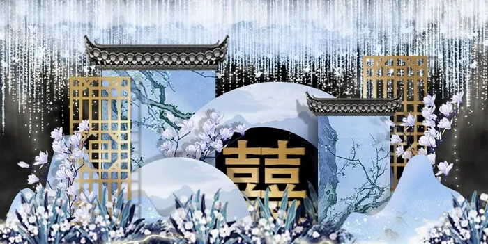 新中式婚礼  图片(1372x732)psd模版下载
