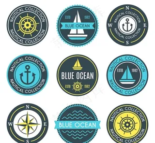 蓝色航海徽章图片
