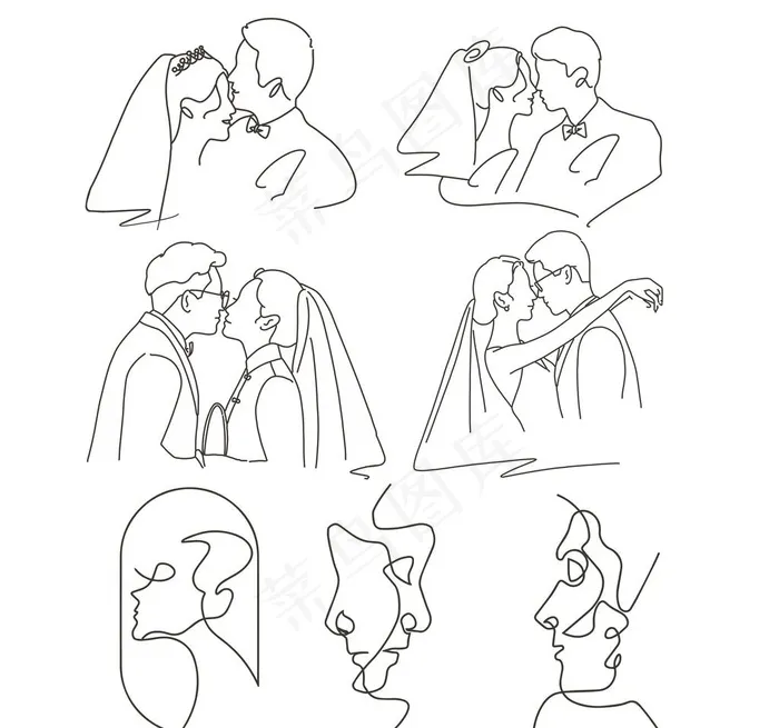 婚礼剪影图片psd模版下载