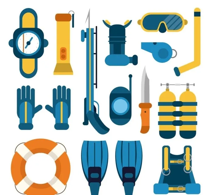 潜水装备元素图片ai矢量模版下载