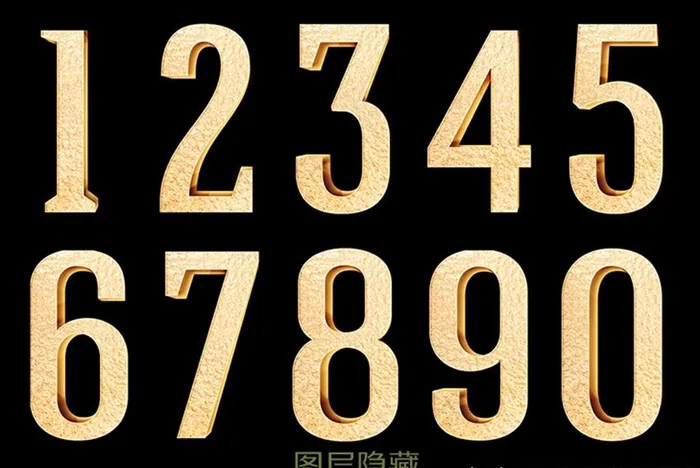 金色立体数字图片psd模版下载