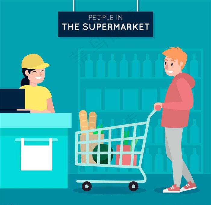 超市购物场景图片