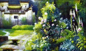 油画水乡图片