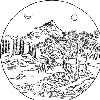 山水线描 矢量山水线图片