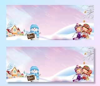 冬季滑雪卡通童趣紫色背景图片