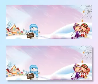 冬季滑雪卡通童趣紫色背景图片