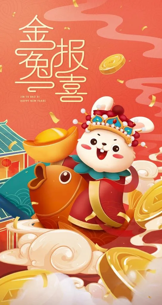 春节兔年图片(750x1334)psd模版下载
