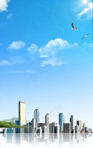 蓝天白云城市图片