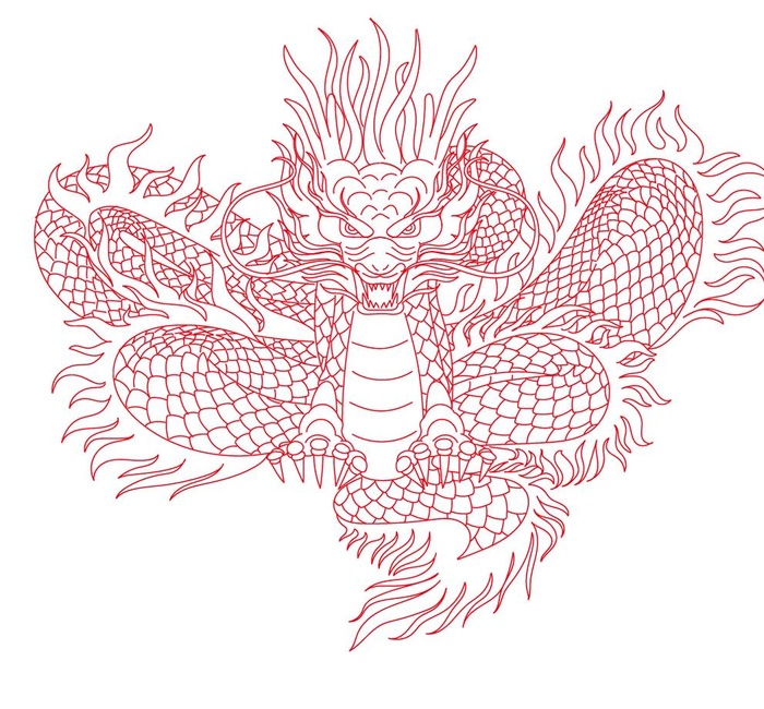 线描 龙图片ai矢量模版下载