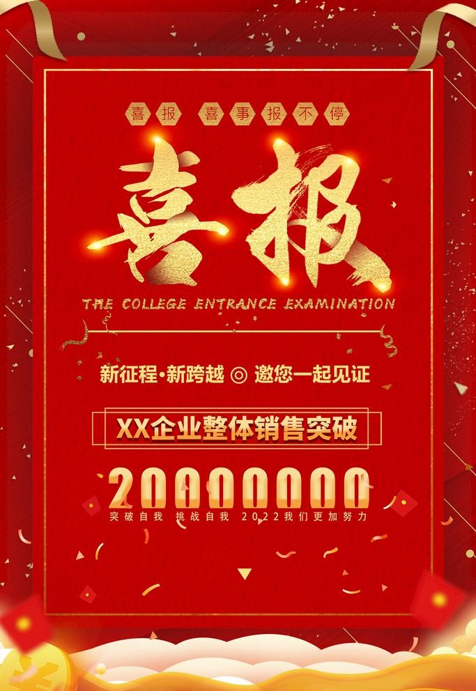 喜报图片(4700x7000)psd模版下载