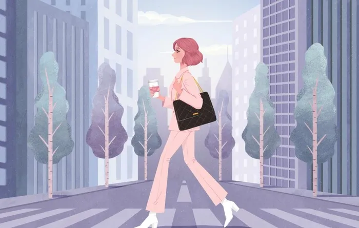 职业女装道路插画卡通背景素材图片(5000x3333)psd模版下载