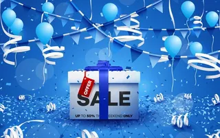 蓝色喜庆时尚促销海报设计图片