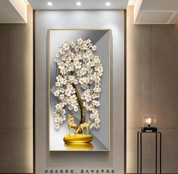 3D立体浮雕发财树玄关画图片(2953x5906)psd模版下载
