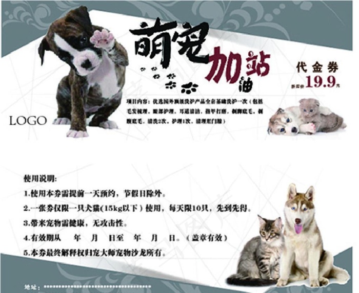 宠物店优惠券图片ai矢量模版下载