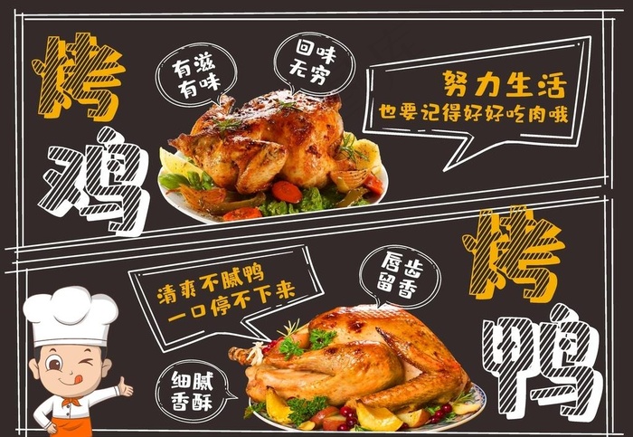 烤鸡烤鸭黑板画图片cdr矢量模版下载
