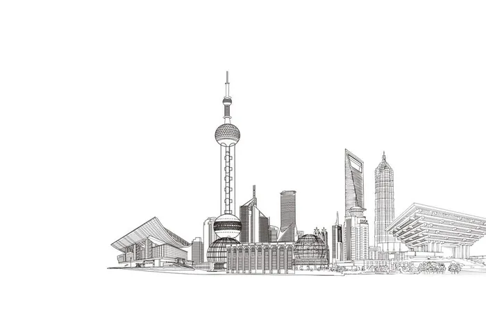 上海线描手绘东方明珠图片ai矢量模版下载