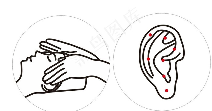 采耳标识 耳穴标识 头疗标识图片cdr矢量模版下载