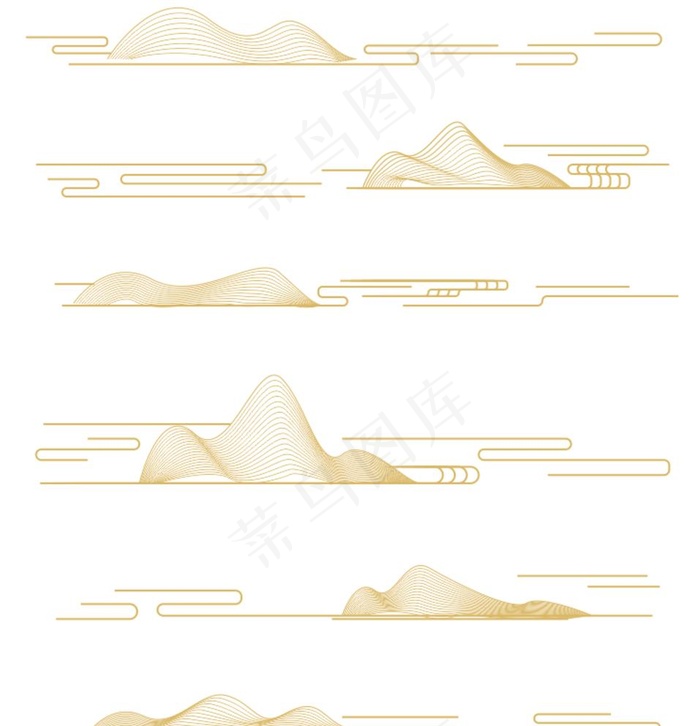 线性山水图片cdr矢量模版下载