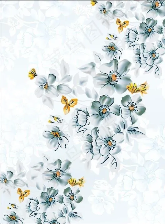 黄花蓝花图片ai矢量模版下载