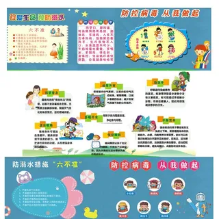 防疫 防溺  卡通 板报图片