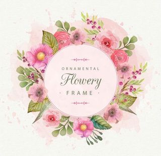 手绘水彩春季花卉花环图片