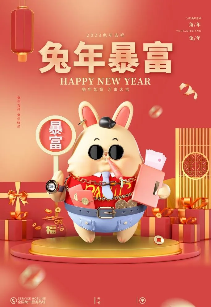 春节暴富海报图片(3543x5315)psd模版下载