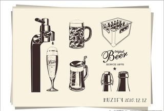 6款入啤酒图标素描画图片